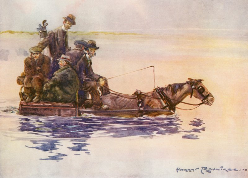 Golfbanen: Portmarnock, op weg naar huis door Harry (1878-1950) Rountree