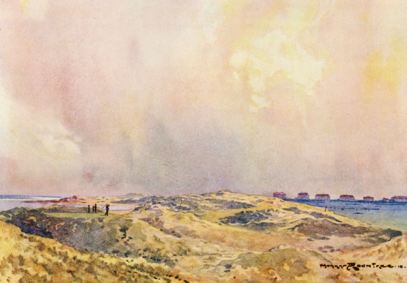 Golfbanen: Hoylake, de twaalfde tee door Harry (1878 1950) Rountree
