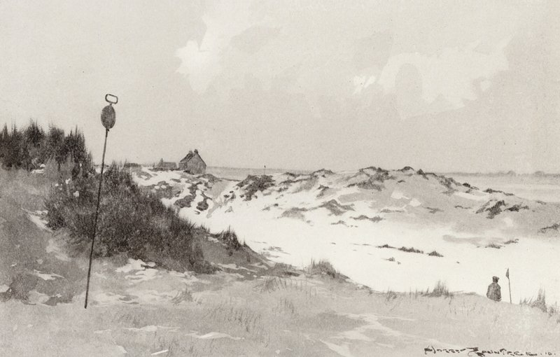 Golfbanen: Hunstanton, onder sneeuw door Harry (1878 1950) Rountree