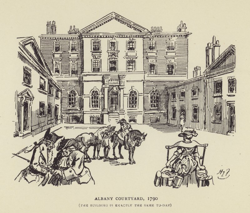 Albany binnenplaats, 1790, Het gebouw is vandaag precies hetzelfde door Harry Furniss