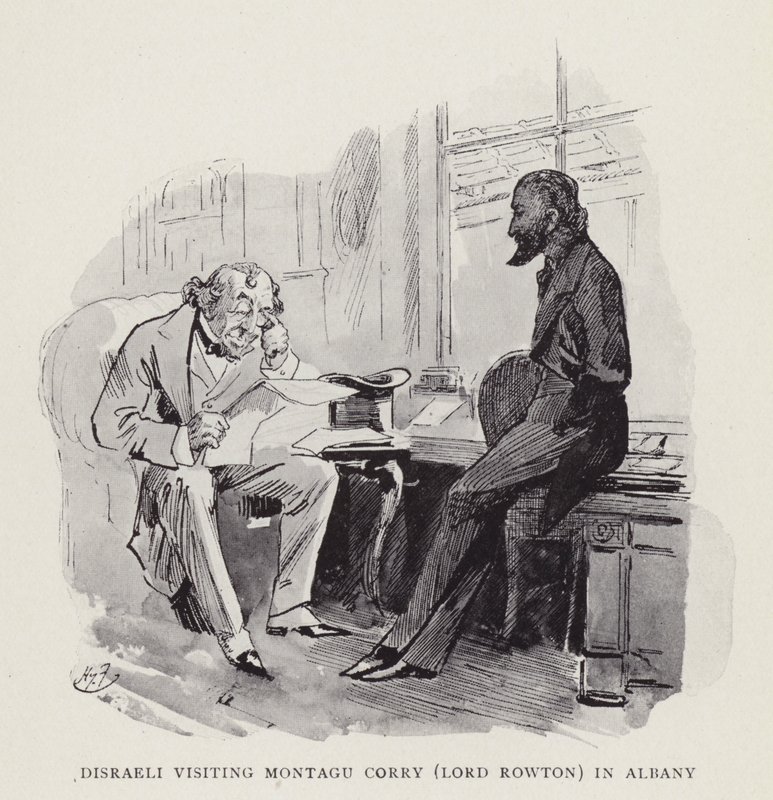 Disraeli bezoekt Montagu Corry (Lord Rowton) in Albany door Harry Furniss
