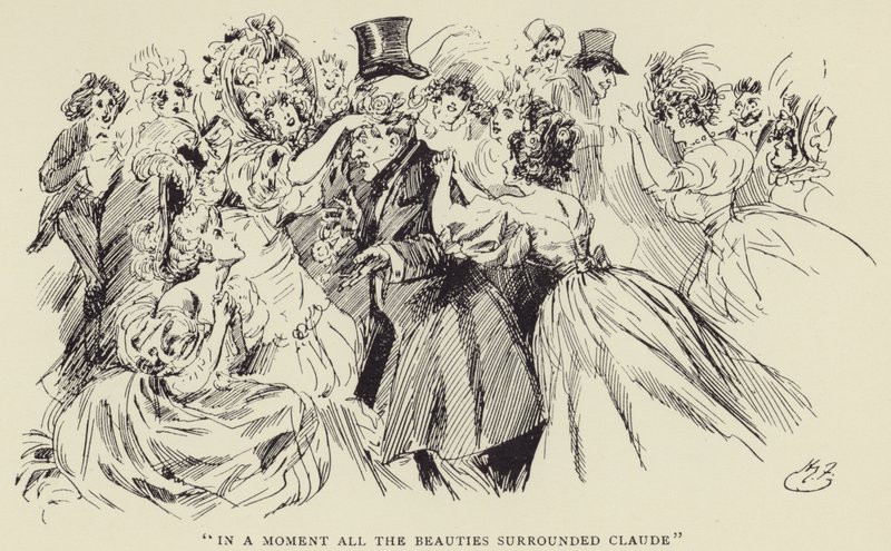 In een Ogenblik omringden alle Schoonheden Claude door Harry Furniss