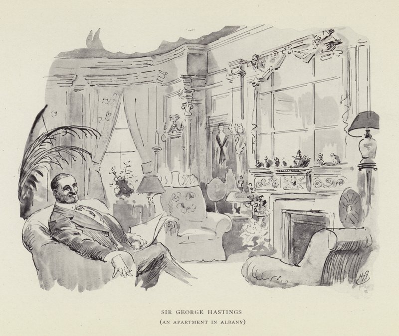 Sir George Hastings, Een appartement in Albany door Harry Furniss