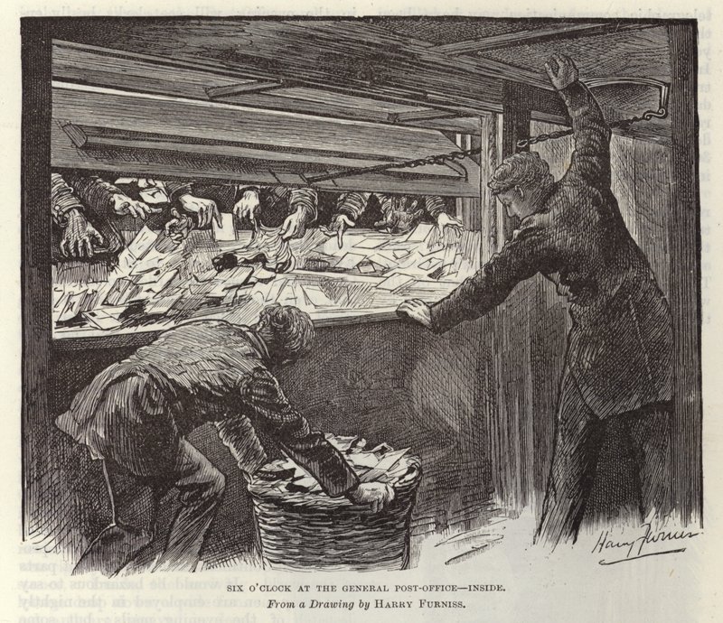 Zes uur bij het hoofdkantoor van de post door Harry Furniss