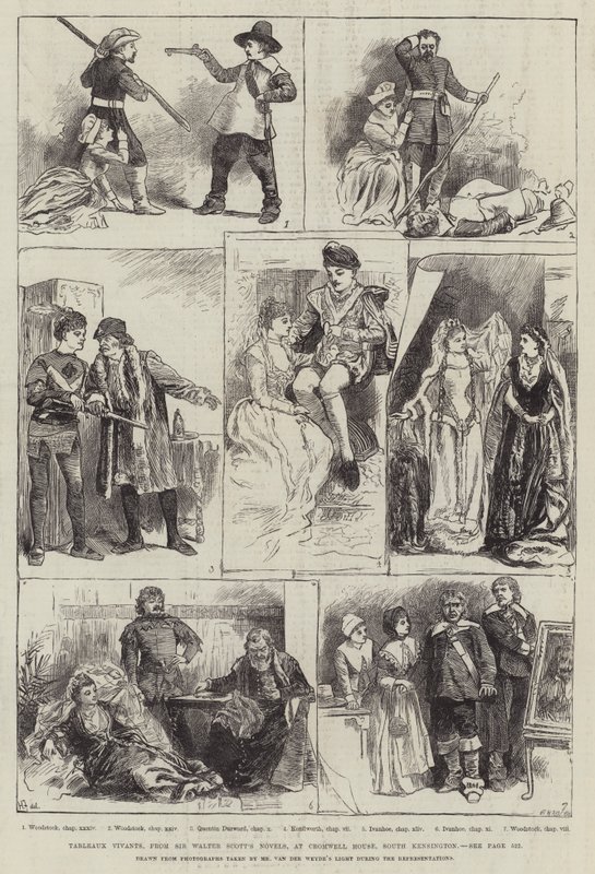 Tableaux Vivants uit de Romans van Sir Walter Scott, in Cromwell House, South Kensington door Harry Furniss