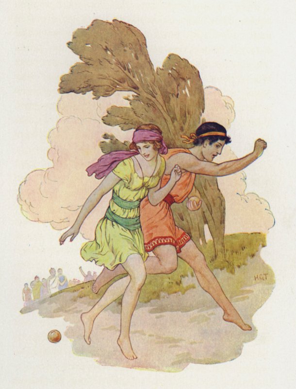 Atalanta zag het vallen (kleurenlitho) door Harry George Theaker