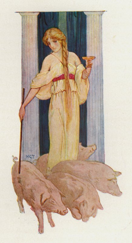 Circe (kleurenlitho) door Harry George Theaker