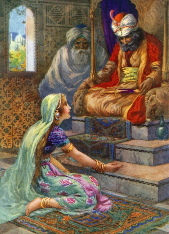 "Zijn naam is Satyavan" (kleurenlitho) door Harry George Theaker