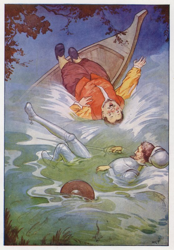 Illustratie voor Don Quichot (kleurenlitho) door Harry George Theaker