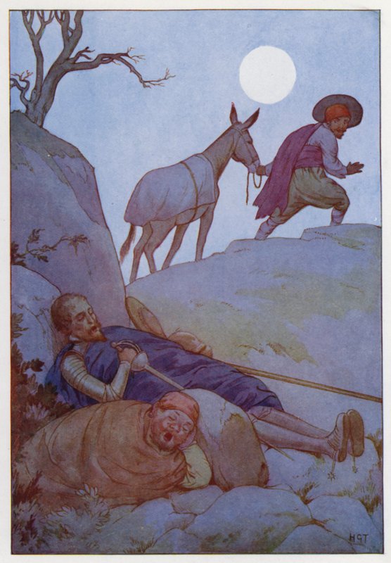 Illustratie voor Don Quichot (kleurenlitho) door Harry George Theaker