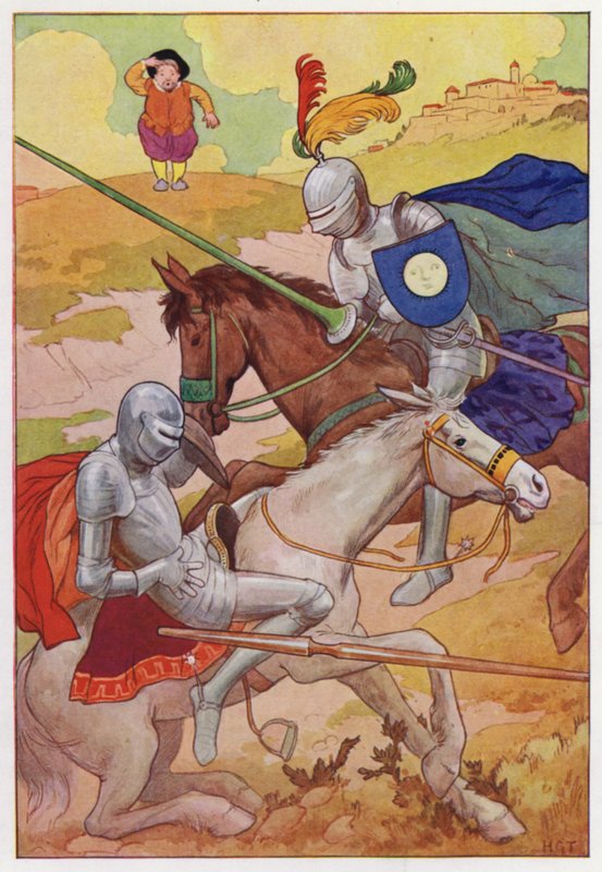 Illustratie voor Don Quichot (kleurenlitho) door Harry George Theaker
