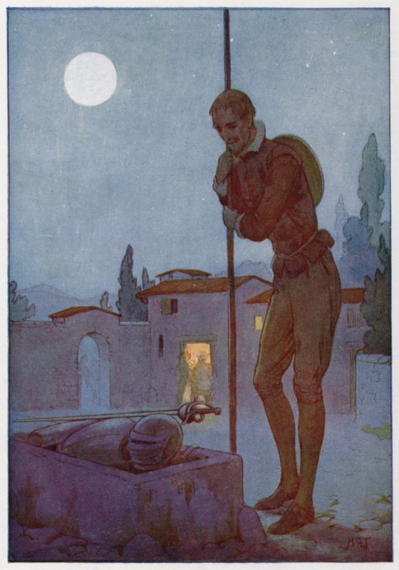 Illustratie voor Don Quichot (kleurenlitho) door Harry George Theaker