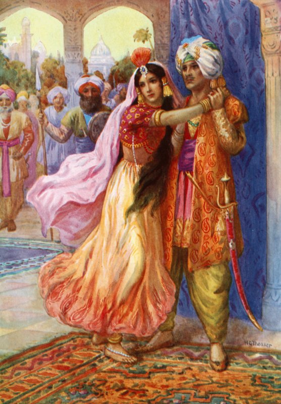 "Laat mij Uw ballingschap delen" (kleurenlitho) door Harry George Theaker