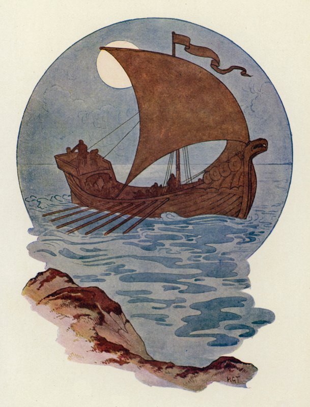Ze was gebouwd als een Noors oorlogsschip (kleurenlitho) door Harry George Theaker