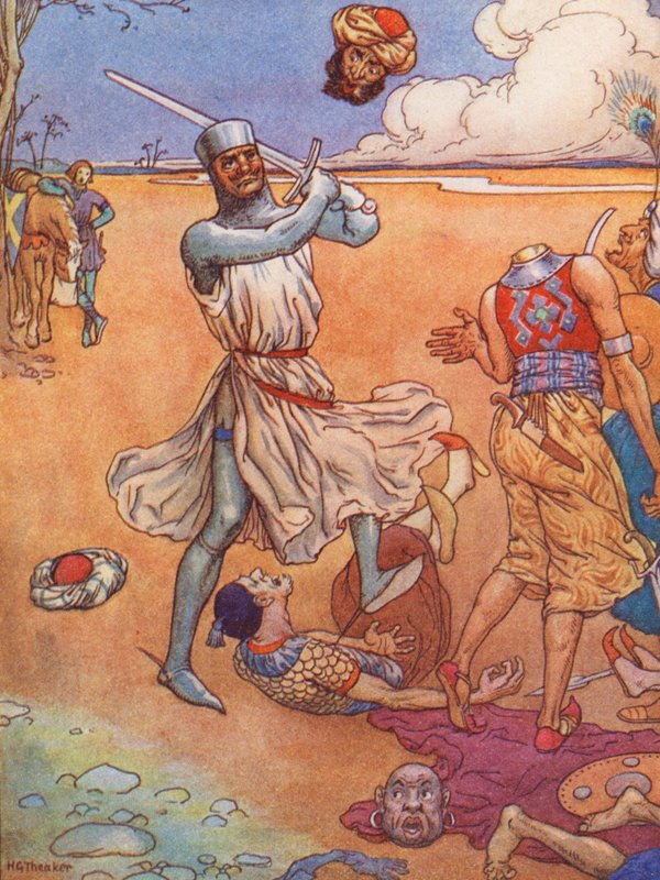 De Ingoldsby Boete, een legende over Palestina Westkent (kleurenlitho) door Harry George Theaker