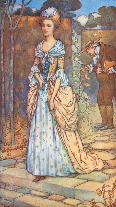 De koning en de dame, een legende over het bewind van koningin Anne (kleurenlitho) door Harry George Theaker