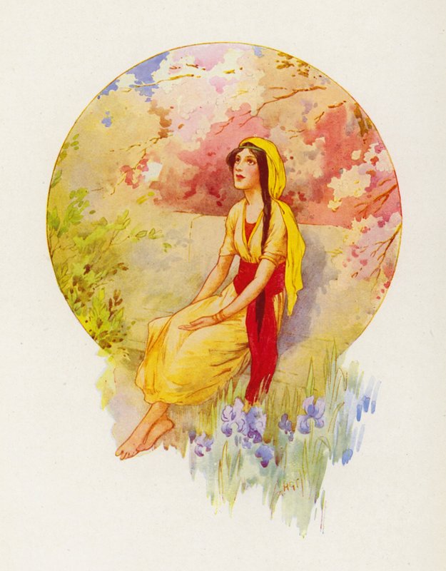 De dochter van Jaïrus (kleurenlitho) door Harry George Theaker