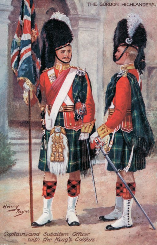 The Gordon Highlanders, Kapitein en Onderluitenant, met de Koninklijke Kleuren door Harry Payne