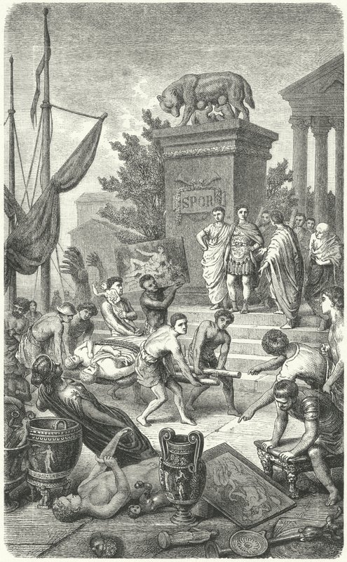 Aankomst van oude Griekse kunstwerken naar Rome gebracht door Heinrich Leutemann