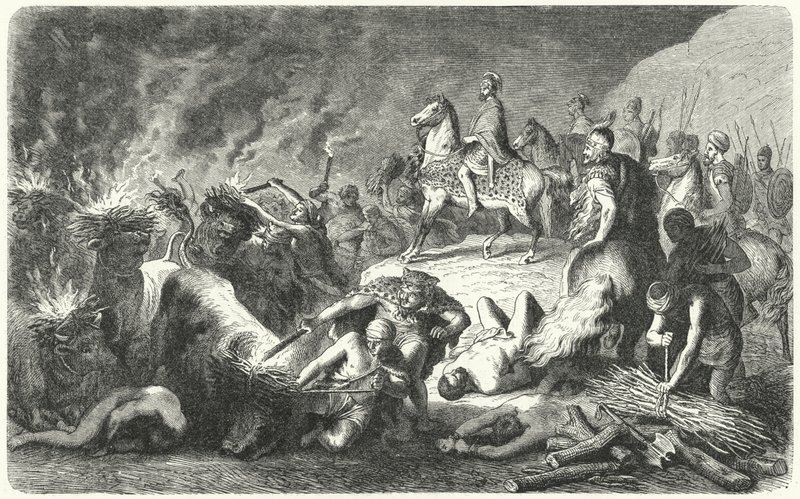 Hannibal bij het Beleg van Casilinum, 216-215 v.Chr. (gravure) door Heinrich Leutemann