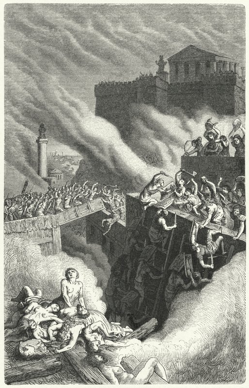 Bestorming van de Byrsa en de vernietiging van Carthago door Heinrich Leutemann