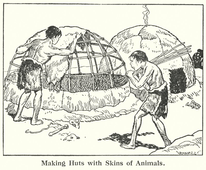 Hutten maken met dierenhuiden door Helga von Cramm