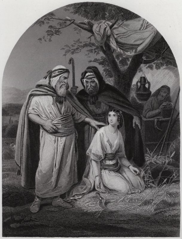 Boaz en Ruth (gravure) door Henri Frederic (after) Schopin