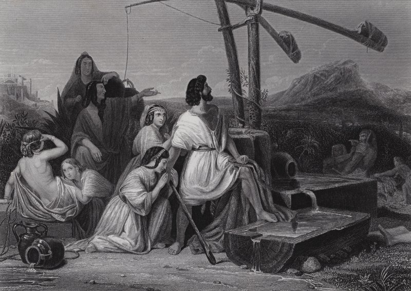 Mozes in het land van Midian door Henri Frederic (after) Schopin