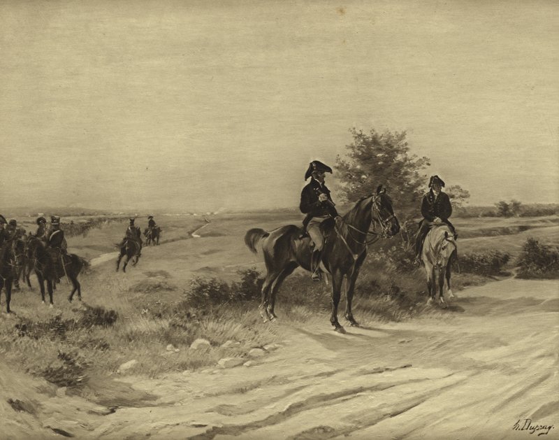 Slag bij Waterloo, 1815 (gravure) door Henri Louis Dupray