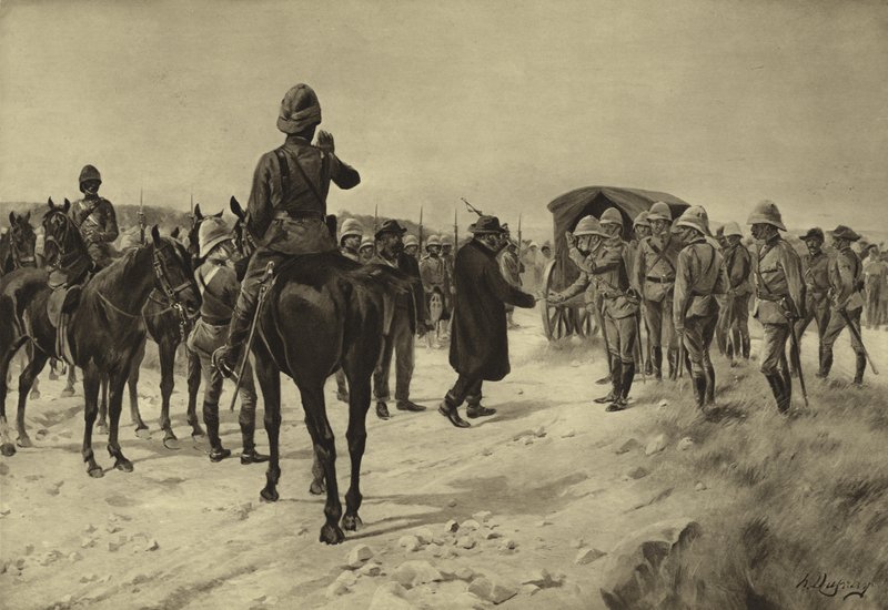 Overgave van Piet Cronje bij Paardeberg, 1900 door Henri Louis Dupray
