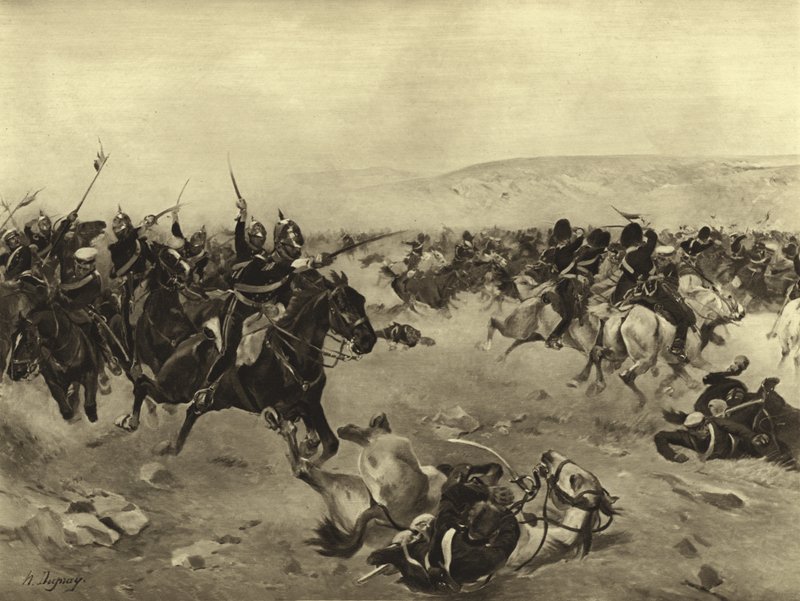 De Aanval van de Zware Brigade, Slag bij Balaclava, 1854 door Henri Louis Dupray
