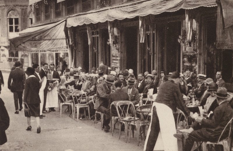 Parijs: Een echt Parijse café, Het aperitiefuur; Een oud en bekend Parijs café door Henri Manuel