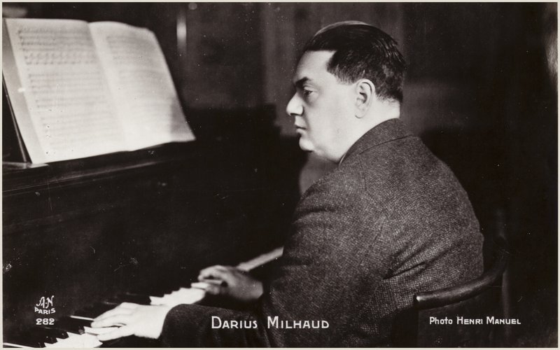 Portret van Darius Milhaud (z/w foto) door Henri Manuel