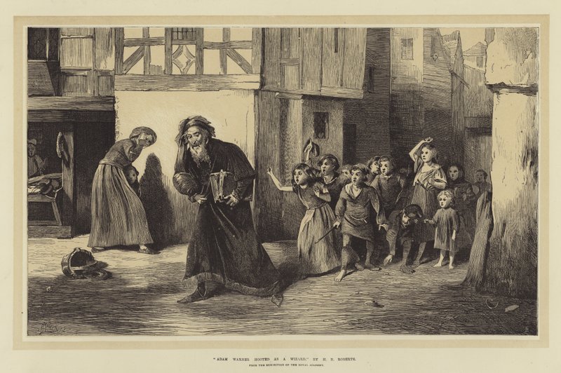 Adam Warner uitgejouwd als een tovenaar, van de tentoonstelling van de Koninklijke Academie door Henry Benjamin Roberts