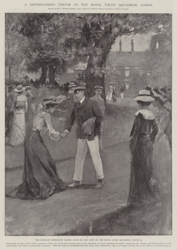 Een voorname bezoeker van de Royal Yacht Squadron, Cowes door Henry Charles Seppings Wright