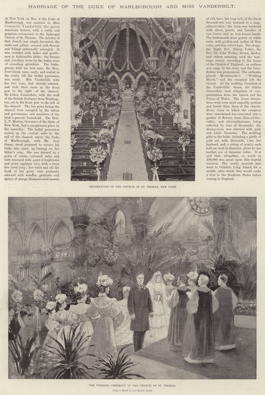 Huwelijk van de Hertog van Marlborough en Miss Vanderbilt door Henry Charles Seppings Wright