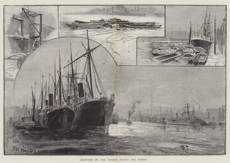 Schetsen op de Theems tijdens de staking door Henry Charles Seppings Wright
