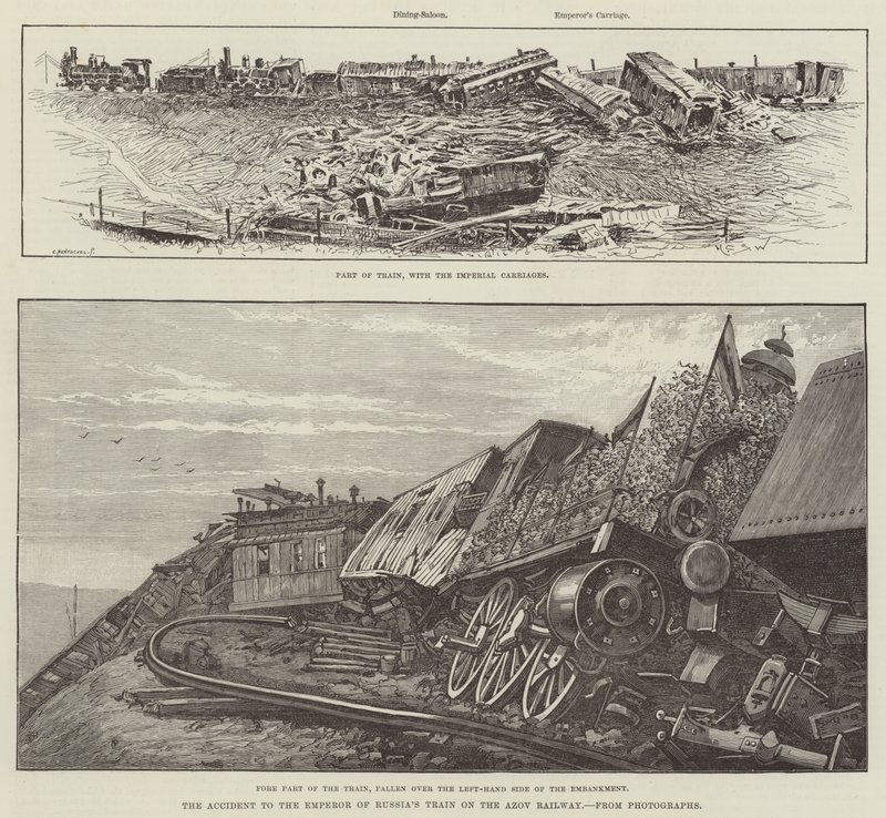 Het ongeluk met de trein van de keizer van Rusland op de Azov-spoorlijn door Henry Charles Seppings Wright