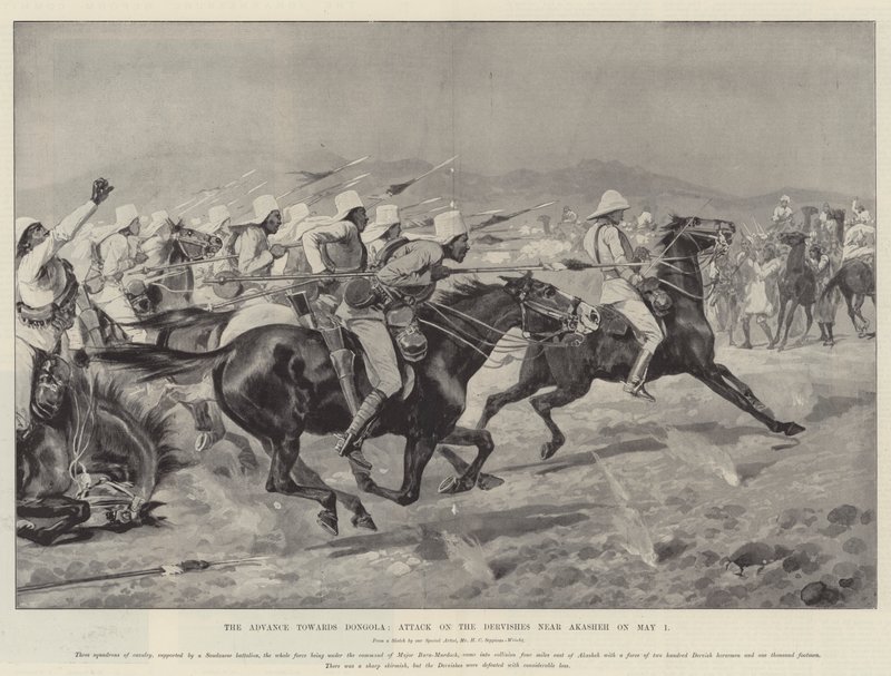 De opmars naar Dongola, aanval op de Derwisjen bij Akasheh op 1 mei door Henry Charles Seppings Wright