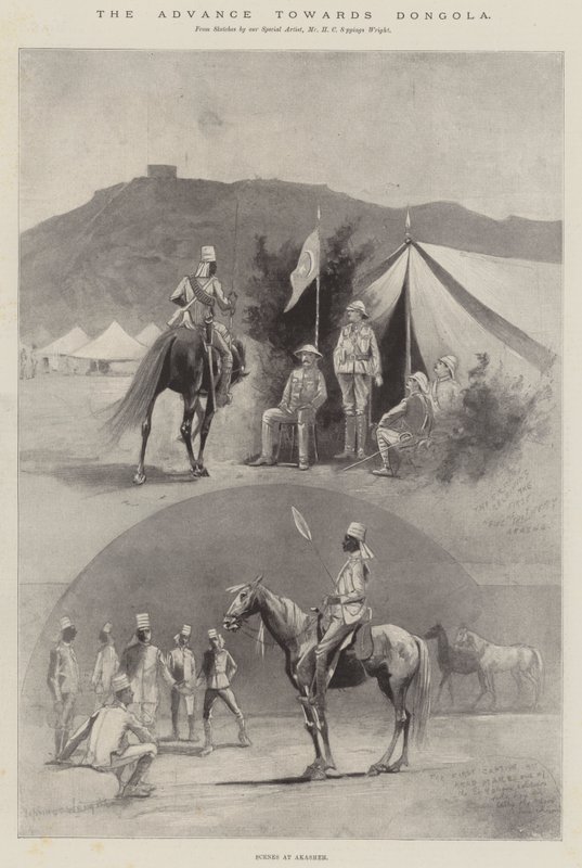 De opmars naar Dongola, scènes bij Akasheh door Henry Charles Seppings Wright