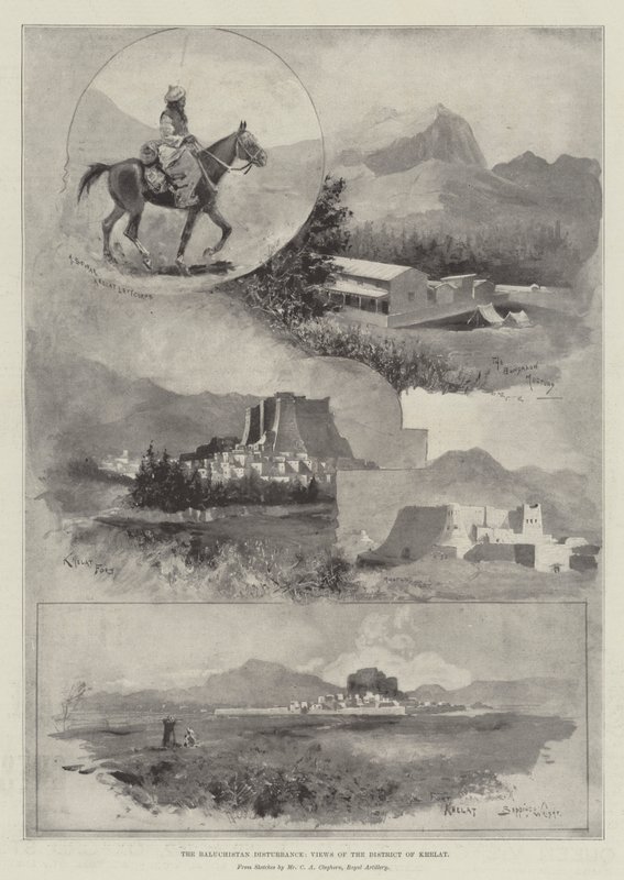 De Baluchistan-opstand, uitzichten van het district Khelat door Henry Charles Seppings Wright