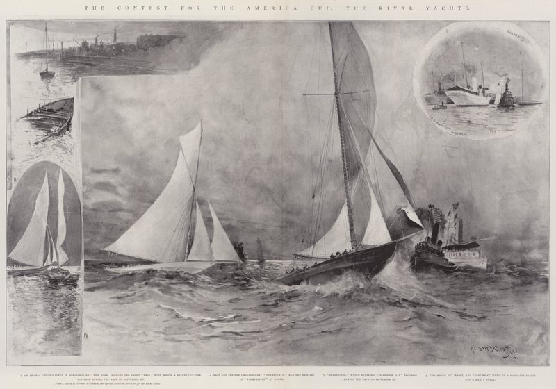 De wedstrijd om de America Cup, de rivaliserende jachten door Henry Charles Seppings Wright