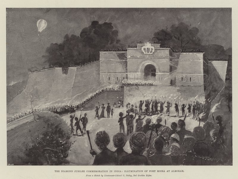 De Diamanten Jubileumherdenking in India, Verlichting van Fort Moira in Almorah door Henry Charles Seppings Wright