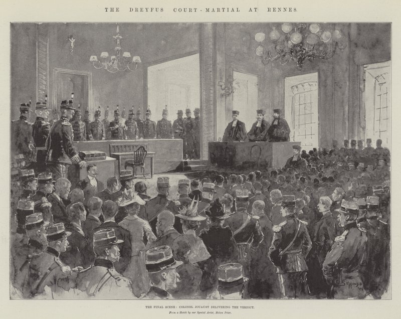 Het Dreyfus-krijgsraad in Rennes door Henry Charles Seppings Wright
