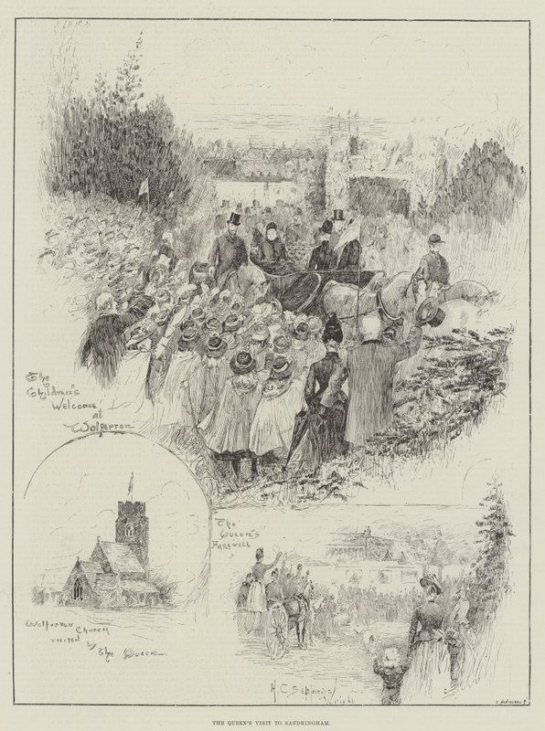 Het bezoek van de koningin aan Sandringham door Henry Charles Seppings Wright