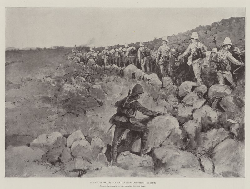 De Hulptroep vier mijl van Ladysmith, zonsopgang door Henry Charles Seppings Wright