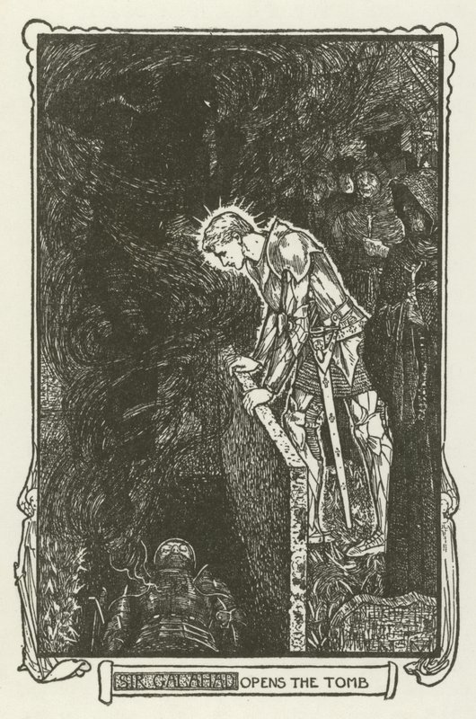 Sir Galahad opent het graf door Henry Justice Ford