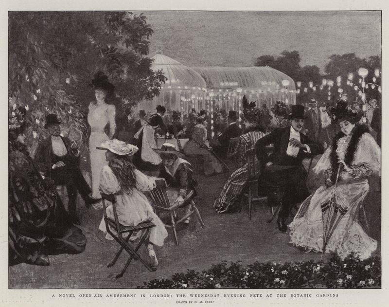 Een Nieuwe Openlucht Amusement in Londen, de Woensdagavond Fête in de Botanische Tuinen door Henry Marriott Paget