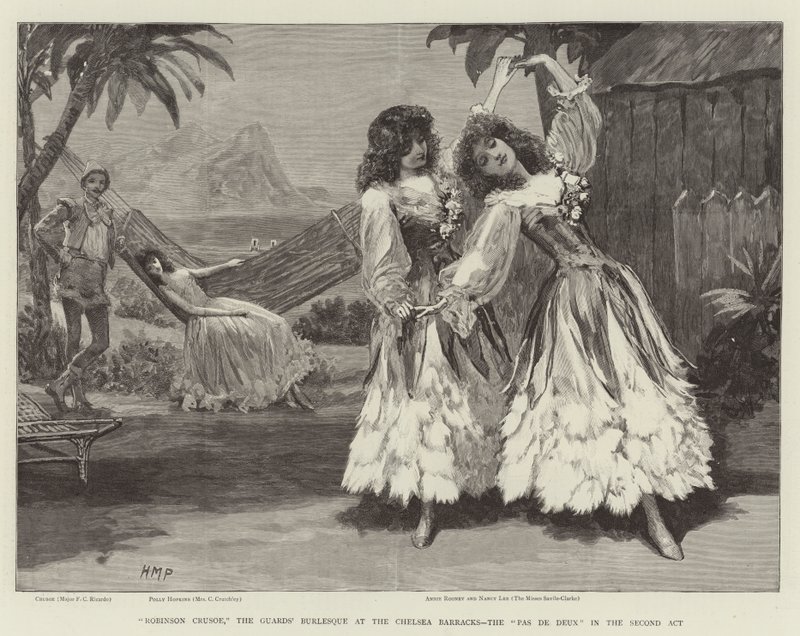 Robinson Crusoe, de Garde Burlesque bij de Chelsea Barracks, de Pas de Deux in de Tweede Acte door Henry Marriott Paget