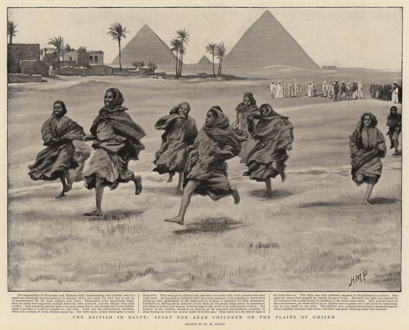 De Britten in Egypte, Sport voor Arabische Kinderen op de Vlakte van Ghizen door Henry Marriott Paget